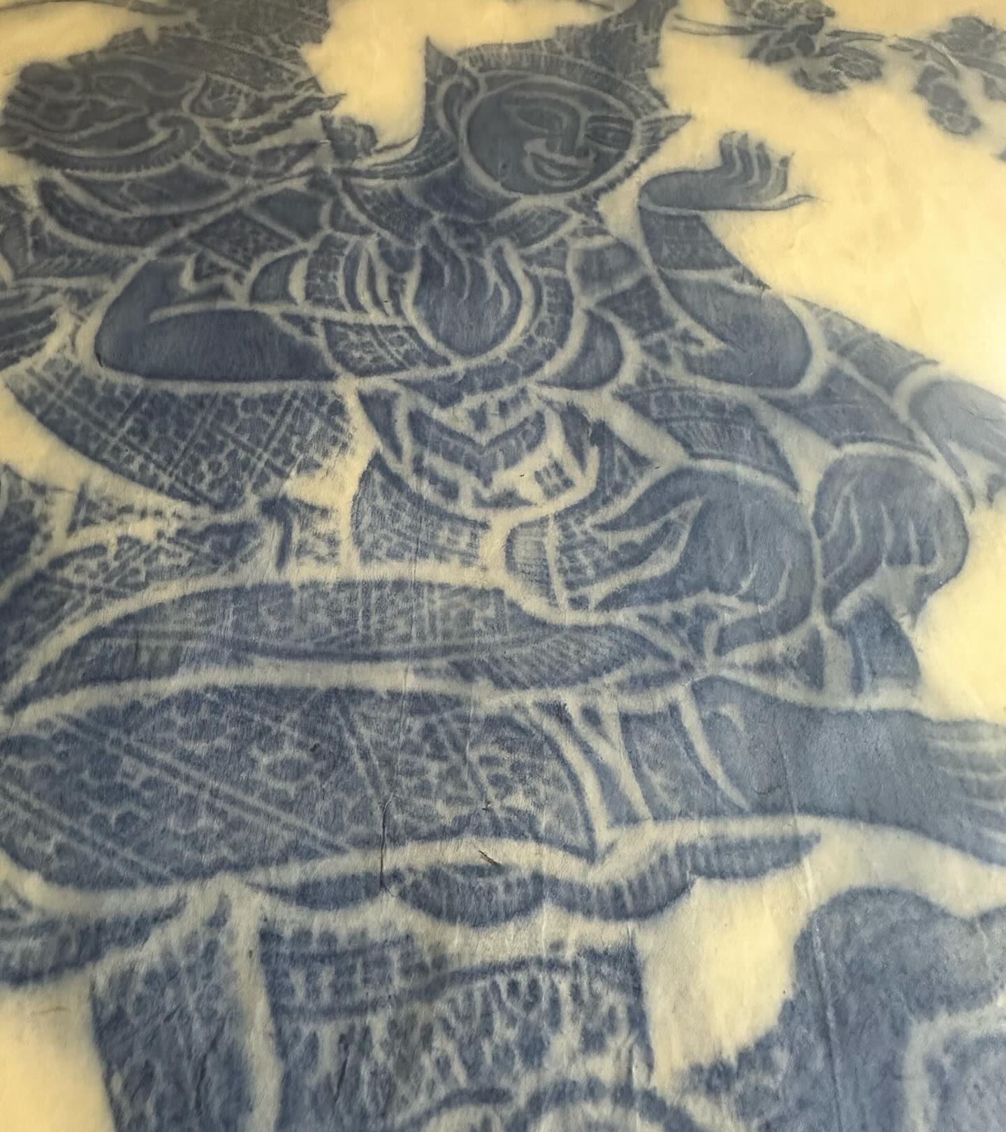 Vintage Thai temple rubbing on rice paper