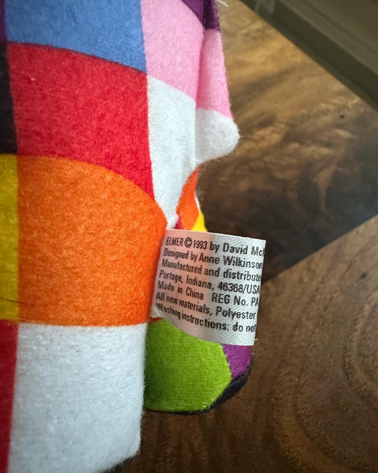 Vintage stuffed Elmer, a British legend