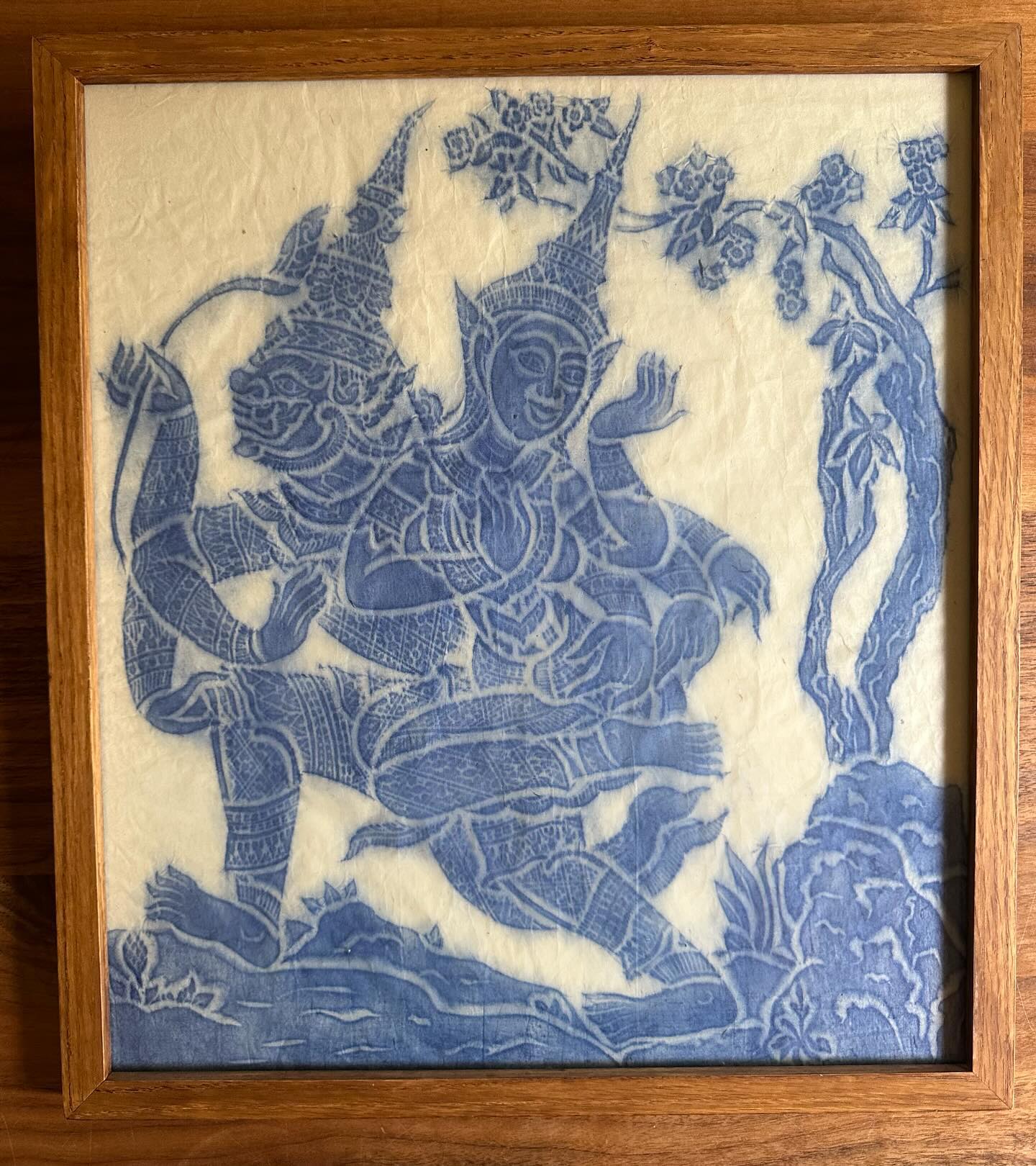 Vintage Thai temple rubbing on rice paper