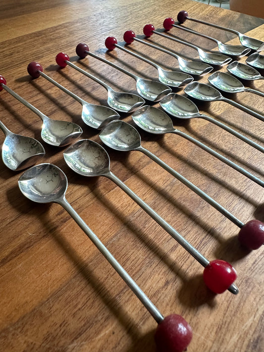 Set of 20 English muddling cocktail spoons