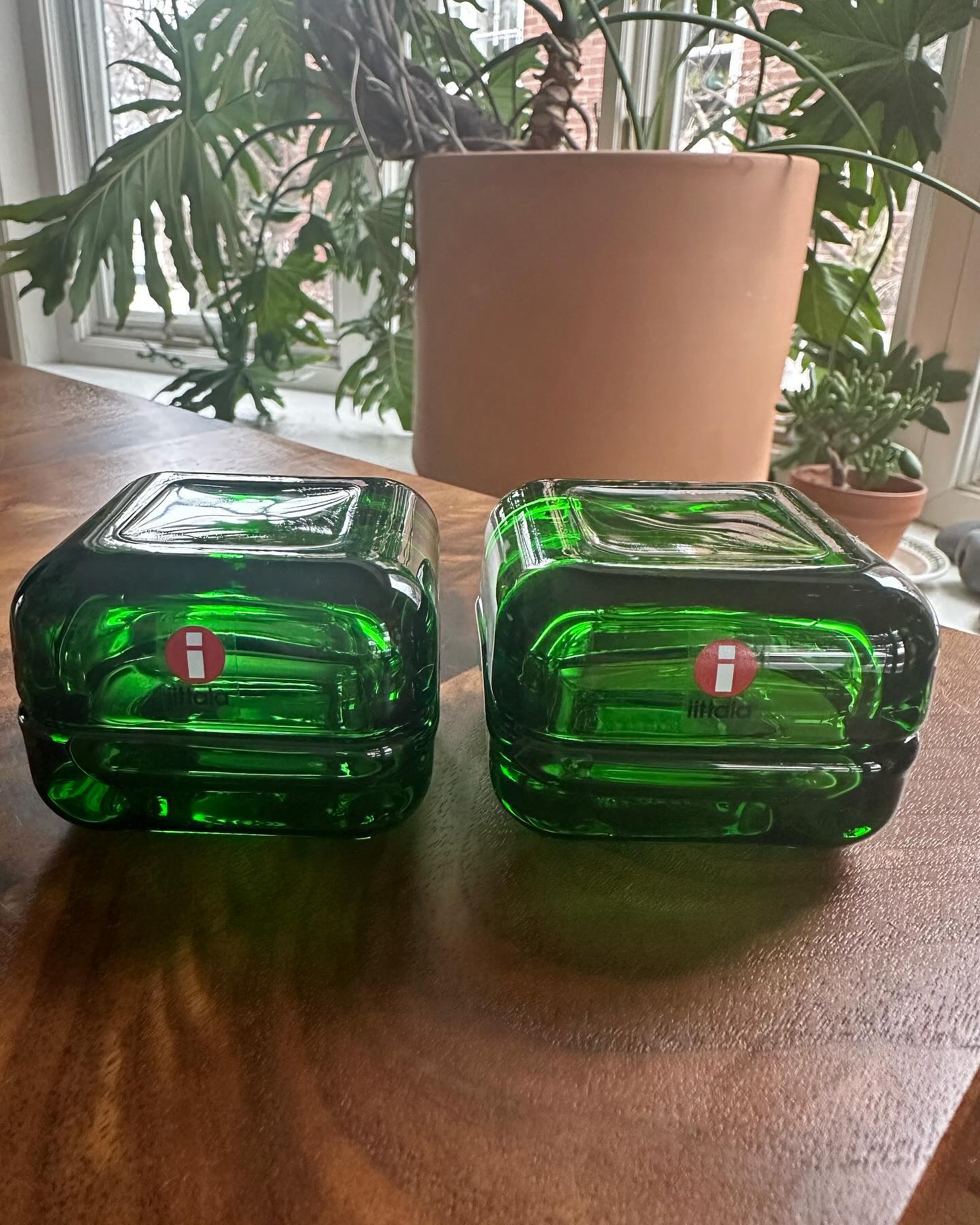 Vitriini by Iittala glass box series, green pair