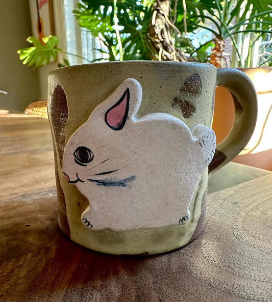 Bunny mug, hand thrown by C.Lee