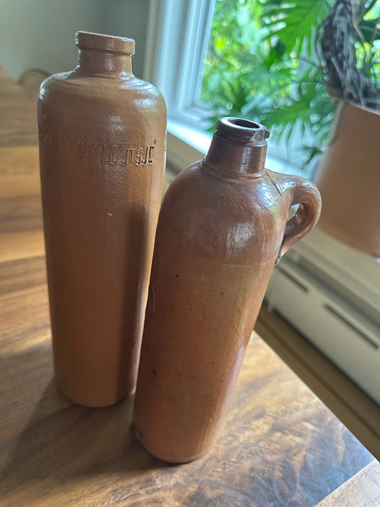 Pair of antique Dutch gin bottles, 1800