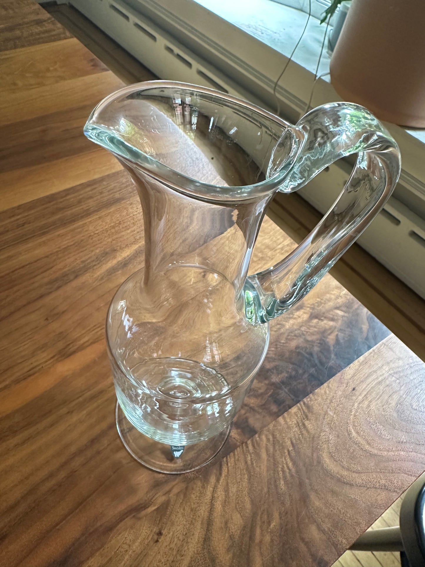 Tall Orrefors crystal water pitcher