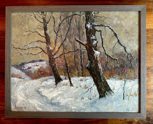 Vintage oil painting, landscape by Larry Veeder, 1973