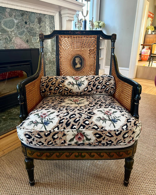 Greek cane chair, South African fabric